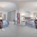 Louise White Leotard With Black Glossy Tights Louise GlossTightsGlamourVR vr porn video