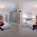 Samantha Red crop top and rara skirt with black glossy tights GlossTightsGlamourVR vr porn video