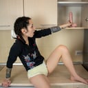 Horny brunette is home alone and masturbates in the kitchen ZoeFoxxy WoowVR vr porn video