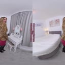 Siobhan Graves Leopard print top with black glossy legwear GlossTightsGlamourVR vr porn video