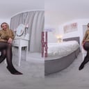 Siobhan Graves Leopard print top with black glossy legwear GlossTightsGlamourVR vr porn video