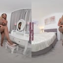 Natalia Forrest Brown Dress With Dark Tan Glossy Legwear GlossTightsGlamourVR vr porn video