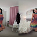 Selena In Multi-Coloured Dress With Glossy Natural Legwear GlossTightsGlamourVR vr porn video