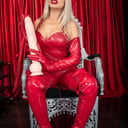 Mistress Saida - Red leather mistress giving jerking off  instructions - Cuckold JOI Smoking 4k vr porn video