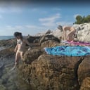 Vacation Poppy Brille Skinny Dipping In The Sea Then Eating Drinking Chilling Sunbathing Nude Beach VRgoddess vr porn video