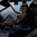 Judy Alvarez masturbating in DeLorean - Parody Crossover Cyberpunk 2077 and Back to the Future