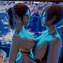 Claire and Ada grinding on a tub with Jill and Ashley masturbating - Resident Evil parody VReal18K vr porn video