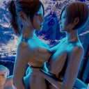 Claire and Ada grinding on a tub with Jill and Ashley masturbating - Resident Evil parody VReal18K vr porn video