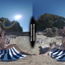 Matty Glass Dildo Masturbating Nude Beach With Josie Sunbathing Nude Background VRgoddess vr porn video