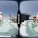 Lily Angelic Sunbathing Nude With Her Friend Cheri And Touching Bodies And Enjoying Rooftop Jacuzzi VRgoddess vr porn video