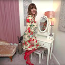 Lottii Rose Floral Wrapover Dress With Red Stockings Tease Treat - 8K VR Glamour-VR vr porn video