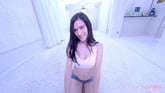 New Brunette Model Hope Strips in the White Studio