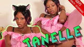 Hot Brunette Janelle Plays With Dildo Dressed In Pink Stockings With Kawaii Slippers