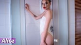 Brunette Skinny Teen Playing With Her Pussy in The Shower