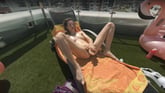 Skinny Model Josie Jilling With A Dildo In The Rooftop Sun
