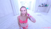 Hot Blonde Teen Strips For You In The White Studio