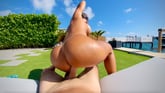 Oily sex in the backyard