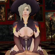 Overwatch - Mercy Witch Halloween Cowgirl CGI Girl Lewd FRAGGY vr porn video vrporn.com virtual reality