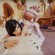 Overwatch D.va and Pharah threesome blowjob LewdVROfficial vr porn video vrporn.com virtual reality