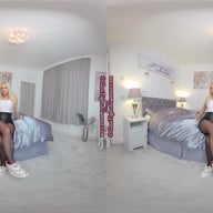 Louise White Leotard With Black Glossy Tights Louise GlossTightsGlamourVR vr porn video