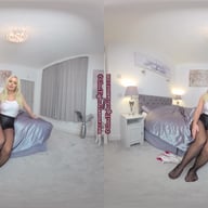 Louise White Leotard With Black Glossy Tights Louise GlossTightsGlamourVR vr porn video