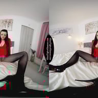 Ivy Rain In Red Dress With Black Glossy Legwear GlossTightsGlamourVR vr porn video