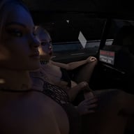 Handjob and Fingering inside a car - FFM, Lesbian, masturbation, public VReal_18K vr porn video