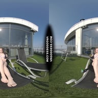 Diana Rooftop Masturbating While Sunbathing Oiling Her Huge Double D Tits Then Hitachi Orgasm VRgoddess vr porn video