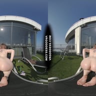 Diana Rooftop Masturbating While Sunbathing Oiling Her Huge Double D Tits Then Hitachi Orgasm VRgoddess vr porn video