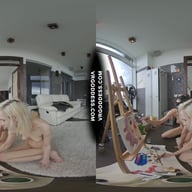 Creative Porn Hot Teens Miss Pussycat Painting Canvas And Naked Bodies With Poppy Fingering VRgoddess vr porn video
