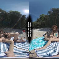 3 Babes On Nude European Beach Mini Lesbian Outdoor Vacation Orgy Matty Cheri Rebeka Ruby VRgoddess vr porn video