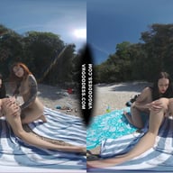 3 Babes On Nude European Beach Mini Lesbian Outdoor Vacation Orgy Matty Cheri Rebeka Ruby VRgoddess vr porn video