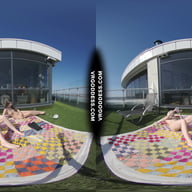 2 Hot Girls Rebeka Ruby And Ingrida Masturbating In The Sun With Glass Dildos Bubbles And Sunbathing VRgoddess vr porn video