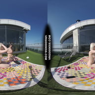 2 Hot Girls Rebeka Ruby And Ingrida Masturbating In The Sun With Glass Dildos Bubbles And Sunbathing VRgoddess vr porn video