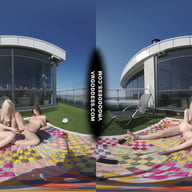 2 Hot Girls Rebeka Ruby And Ingrida Masturbating In The Sun With Glass Dildos Bubbles And Sunbathing VRgoddess vr porn video