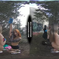 Nude Graffiti Painting Girls Cheri Josie Poppy Love Tagging Naked Outdoors VRgoddess vr porn video