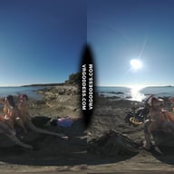 3 Hot Girls Getting Naked On Beach During Winter Making Fire Eating Bananas Dancing VRgoddess vr porn video