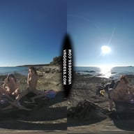 3 Hot Girls Getting Naked On Beach During Winter Making Fire Eating Bananas Dancing VRgoddess vr porn video