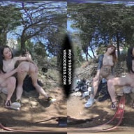 3 Gorgeous Babes Naked In Forest Playing With Their Pussies Next To Abandoned Building VRgoddess vr porn video