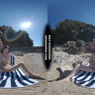 Matty Glass Dildo Masturbating Nude Beach With Josie Sunbathing Nude Background VRgoddess vr porn video