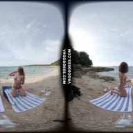 Kristina With Mira On A Tropical Nude Italian Beach Doing Yoga Naked VRgoddess vr porn video