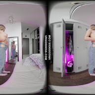 Babyhunters Trying On Clothes And Rubbing Lotion On Her Naked Body In The Locker Room Mirror VRgoddess vr porn video