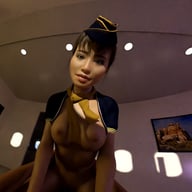 Flight Attention with Sexy Stewardess (CGI Cowgirl POV) SkinRays vr porn video vrporn.com virtual reality