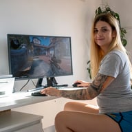 Sassy Tiff - Relaxing after gaming turns to squirting all over the office WoowVR vr porn video