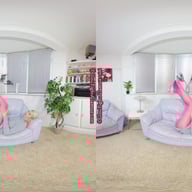 Nicky Phillips Grey dress with pink glossy legwear GlossTightsGlamourVR vr porn video