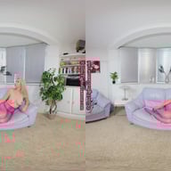 Nicky Phillips Grey dress with pink glossy legwear GlossTightsGlamourVR vr porn video