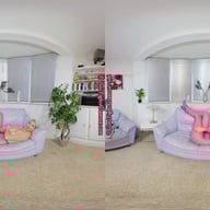 Nicky Phillips Grey dress with pink glossy legwear GlossTightsGlamourVR vr porn video