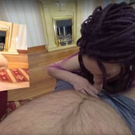 Sata Jones plays with toy on glamour sofa and fucked by producer VRXClouds vr porn video