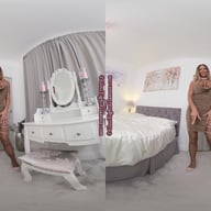 Natalia Forrest Brown Dress With Dark Tan Glossy Legwear GlossTightsGlamourVR vr porn video