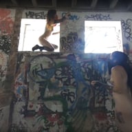 Risky Public Nudity Hot Girls On Vacation Spray Painting Graffiti Brille & Cherri Also Topless Beach VRgoddess vr porn video